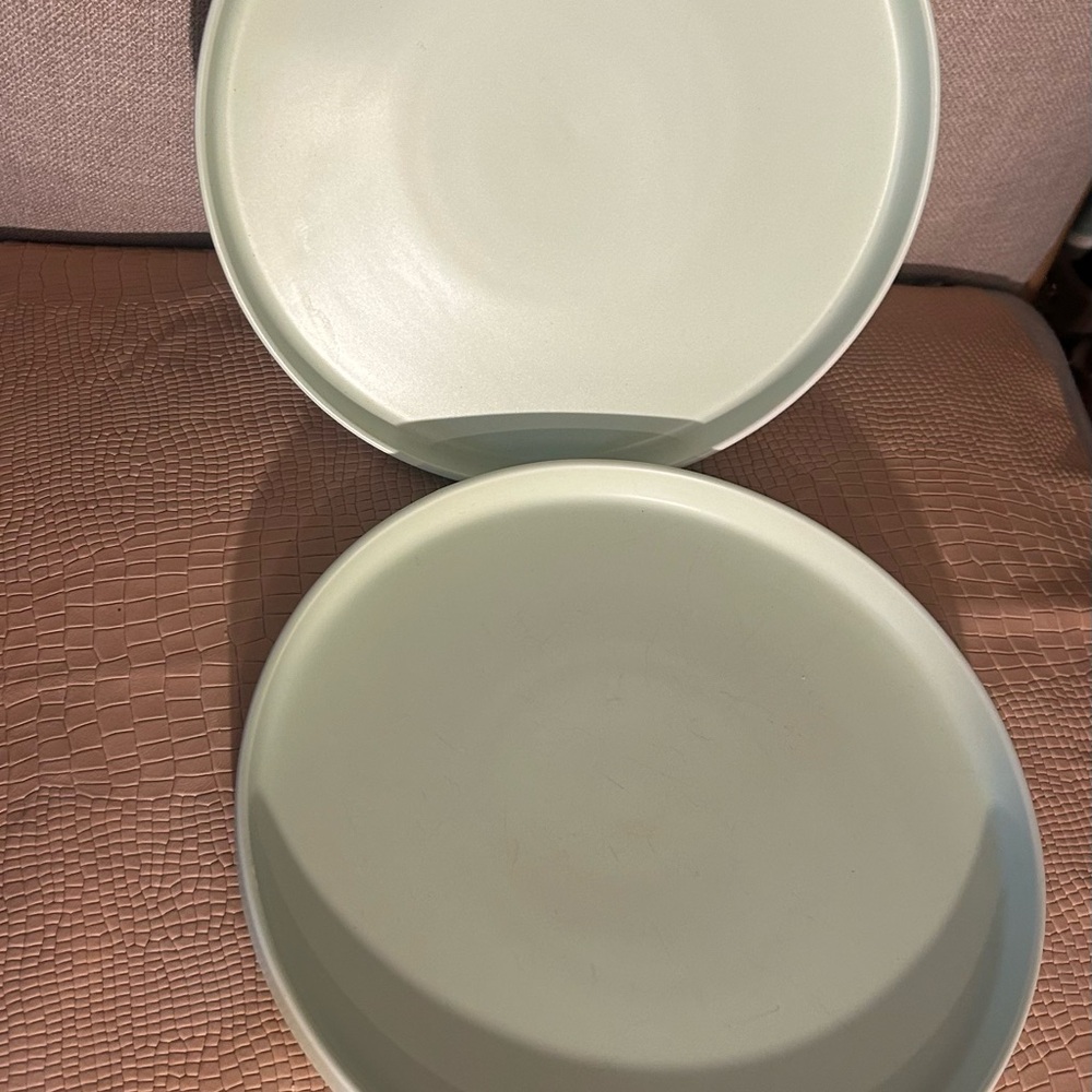 2 Stone + Lain Sage Green Porcelain Round Dinner Plates 10” replacement, extra